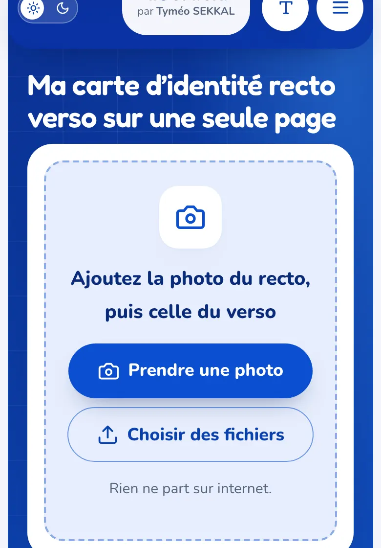 La page recto verso avec les deux emplacements recto et verso