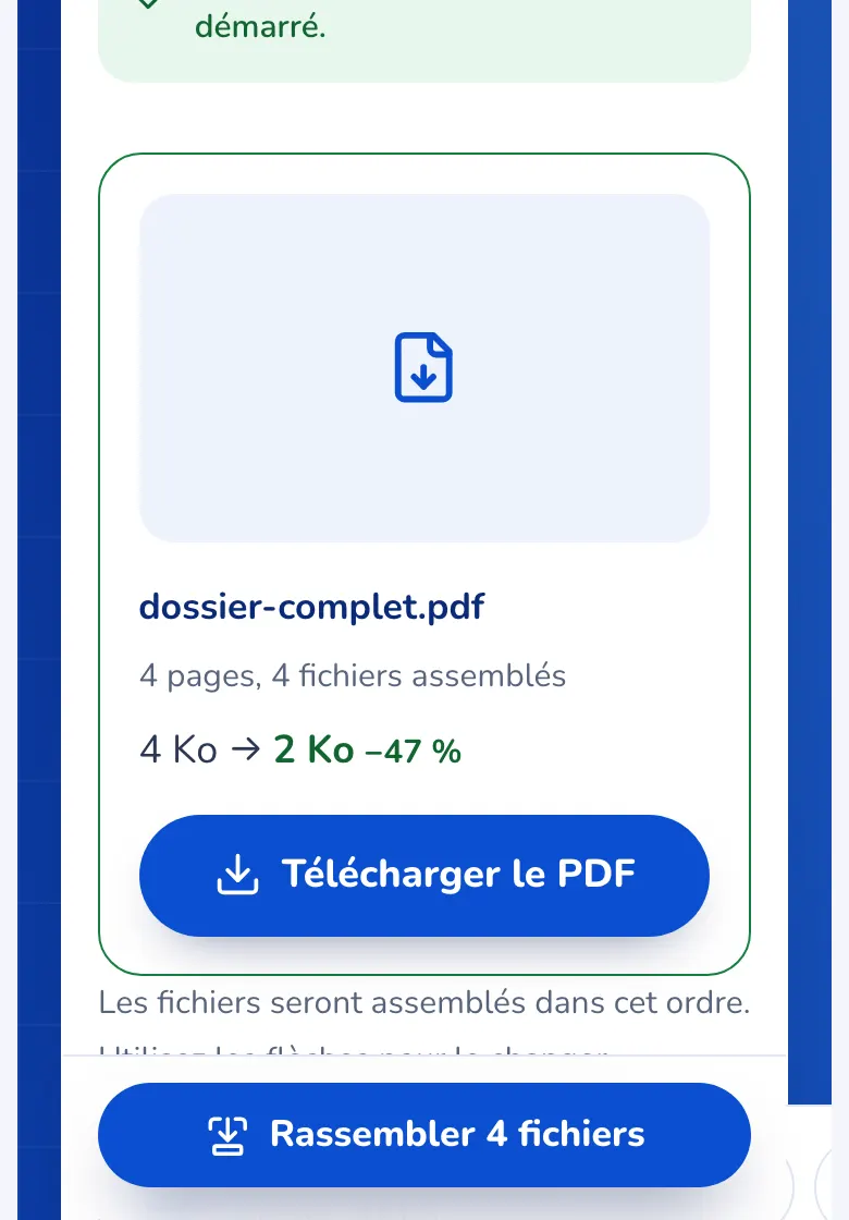 La carte de résultat du dossier complet